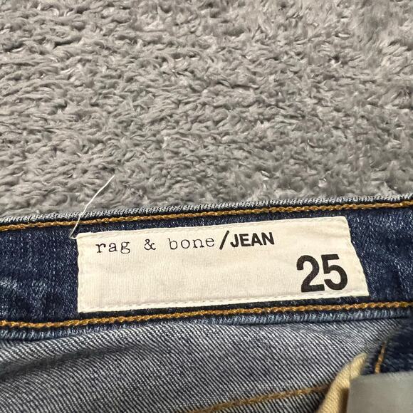 Rag & Bone Jeans Womens 25 10” Cropped Flare Raw Hem Blue Denim Pants - Picture 6 of 12